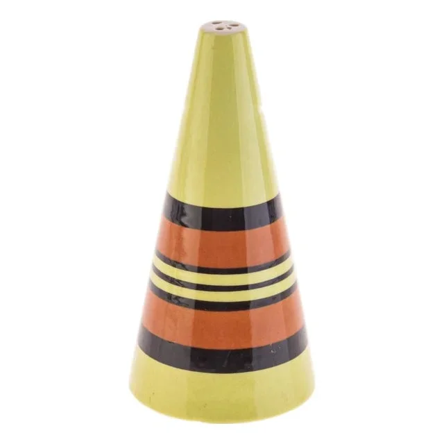 Hand-Painted Conical Ceramic Pottery Shaker by Clarice Cliff