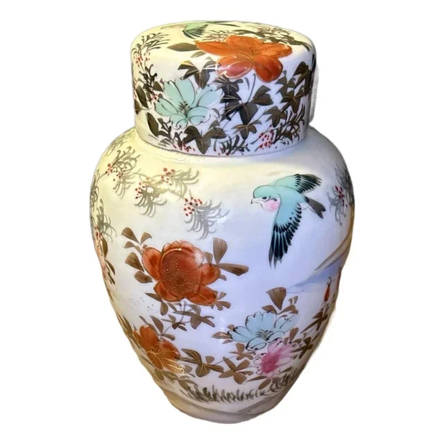 Hand-Painted Lidded Porcelain Jar