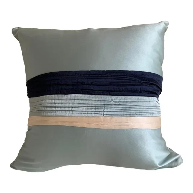 Hand Pleated Silk Charmeuse Pillow ( Down/ Feather Insert Included )
