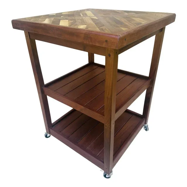 Handcrafted Serving Cart Made of Rare Woods