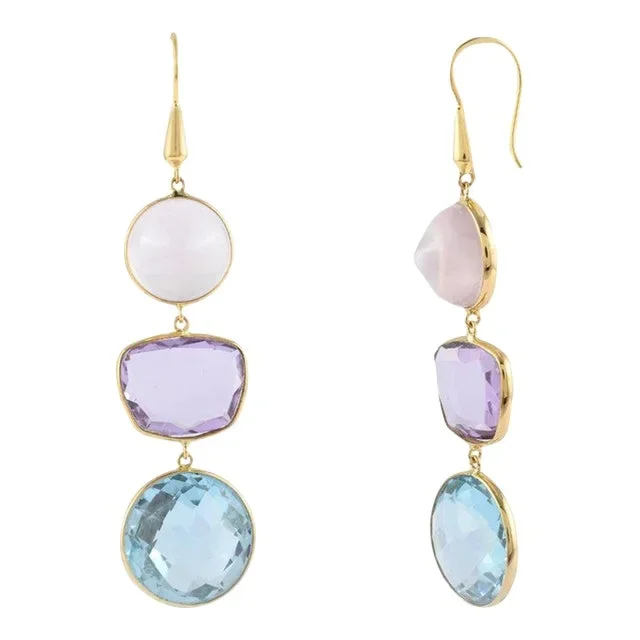 Handmade 60.1 Carat Multi Stone Long Earrings – 2 Pieces