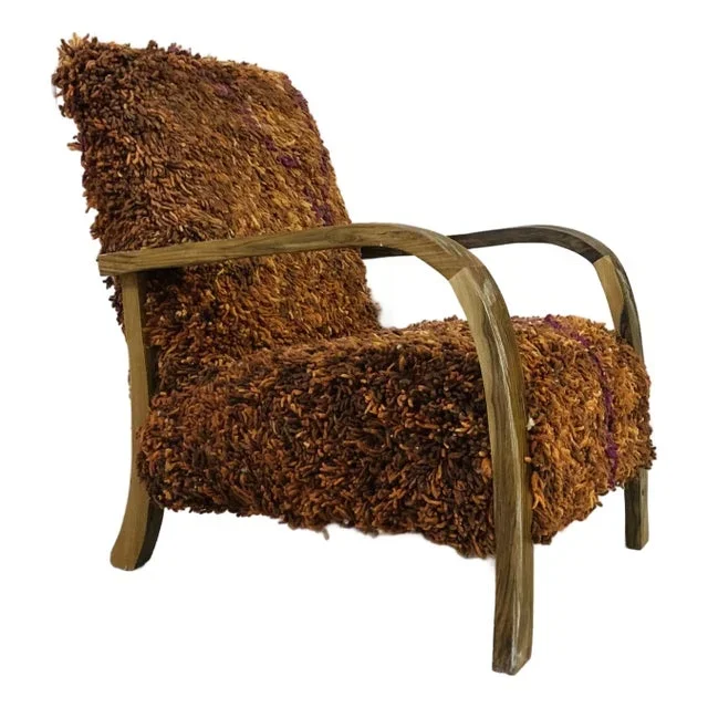 Handmade Moroccan Brown Wool Chair