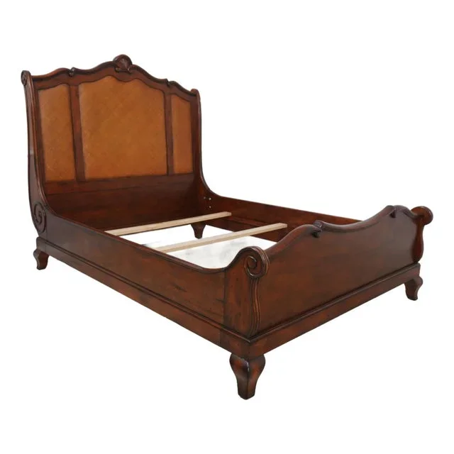 Harden Cherry & Rattan Queen Size Bed