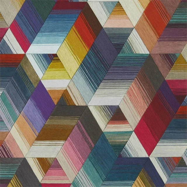 Harlequin Arccos Wallpaper in Cerise/Neptune/Teal