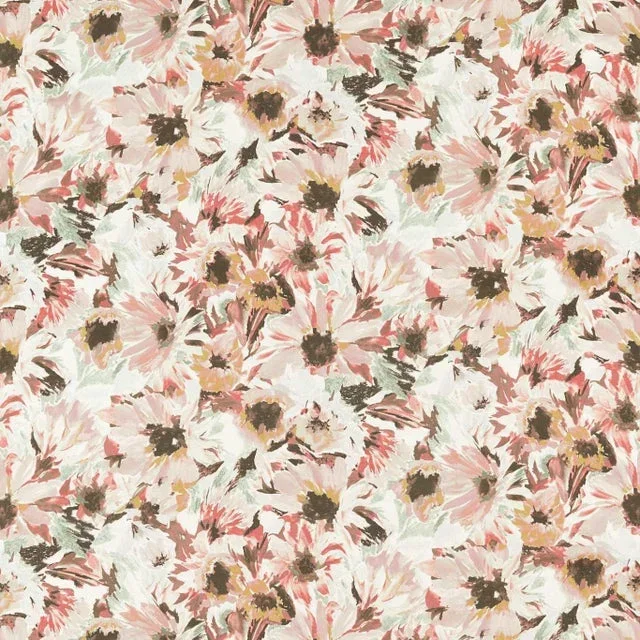 Harlequin Helianthus Fabric in Moonstone/Succulent/Bleached Coral