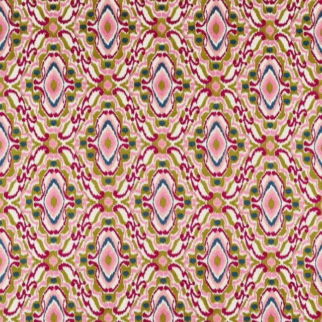 Harlequin Ixora Fabric in Pomegranate/Tree Canopy/Ink – a Sample