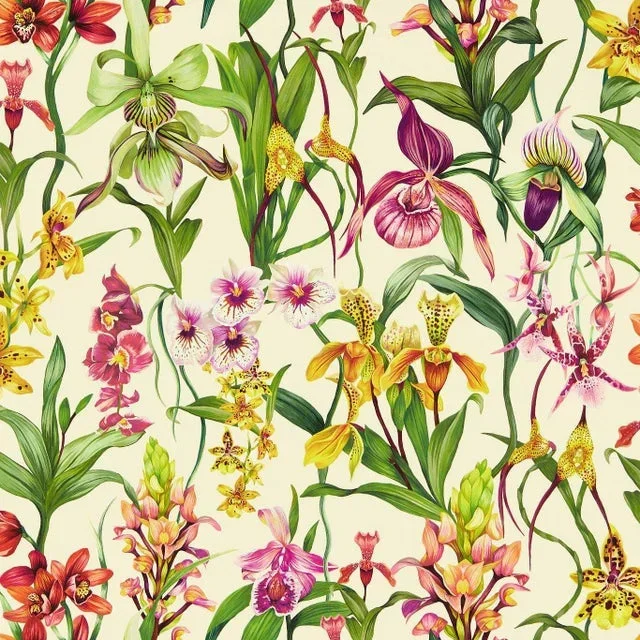 Harlequin Kalina Wallpaper in Parchment/Forest/Azalea