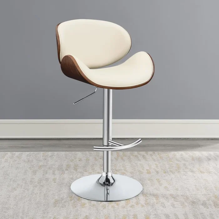 Harris Ecru/Chrome Adjustable Bar Stool