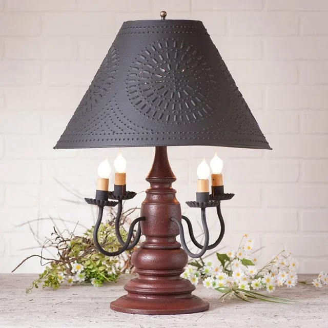 Harrison Lamp in Americana Red with Textured Metal Shade