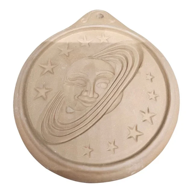 Hartstone Pottery Cookie Mold Celestial Saturn, Stars, Anthropomorphic