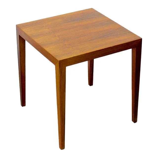 Haslev Møbelfabrik Danish Rosewood Square Side Table Designed by Severin Hansen