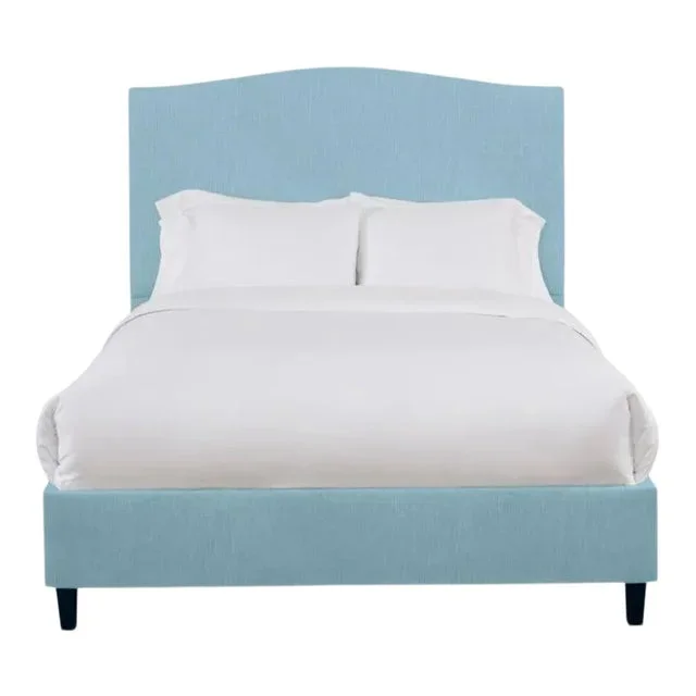 Hazel Queen Bedframe, Mosaic Blue Linen