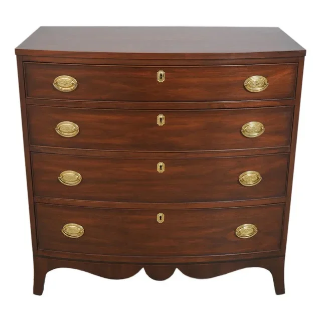Henkel Harris Walnut Bow Front Chest Dresser