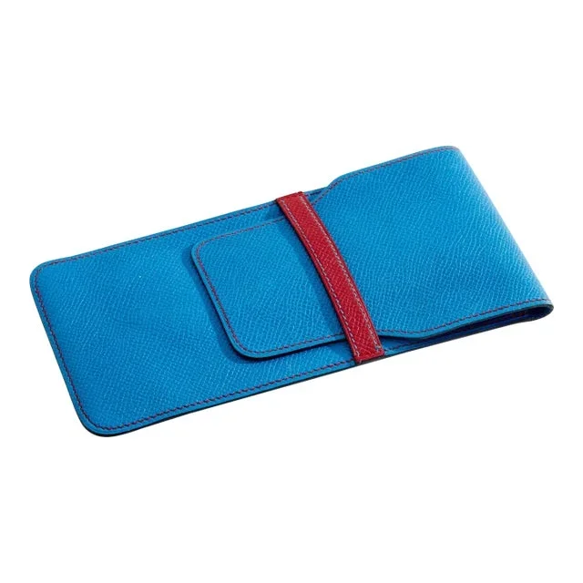 Hermès Blue Leather Pencil Case 1990s