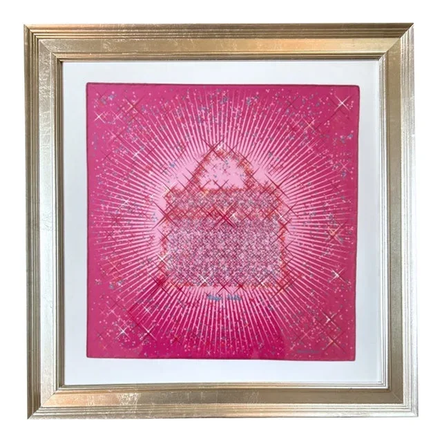 Hermes Magic Kelly Pink Framed Vintage Silk Scarf