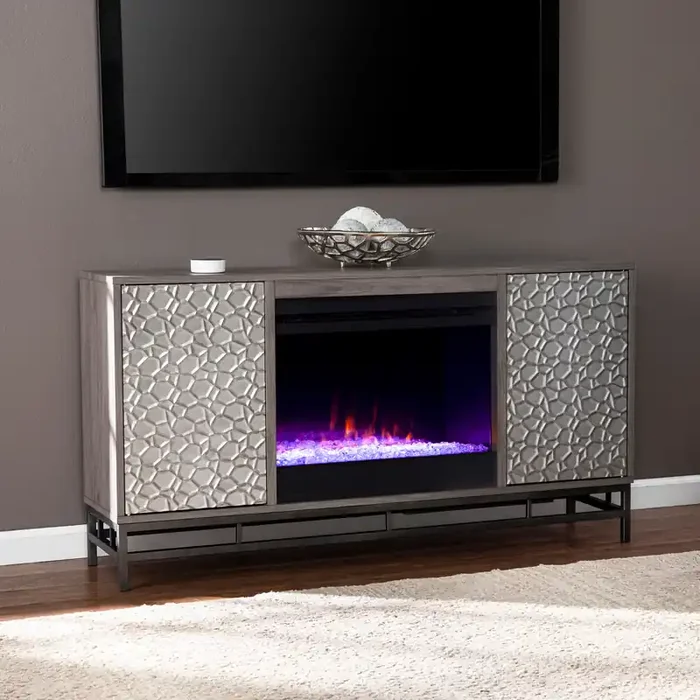 Hollesborne Color Changing Fireplace W/ Media Storage
