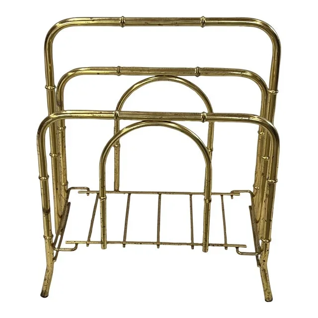 Hollywood Regency Faux Bamboo Magazine Stand
