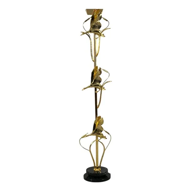 Hollywood Regency Floor Lamp with Bird Figures by Lanciotto Galeotti, Italy, 1980s