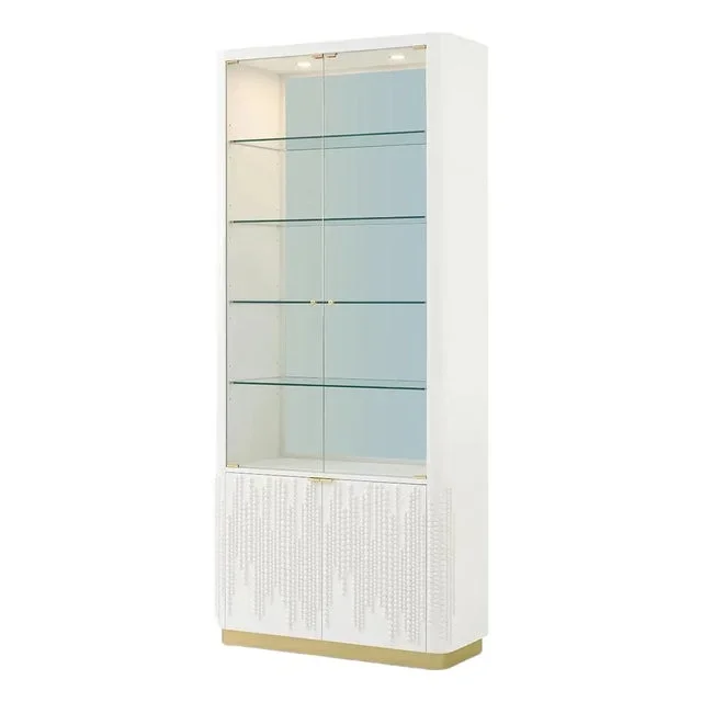 Hollywood Regency Glass Door Bookcase