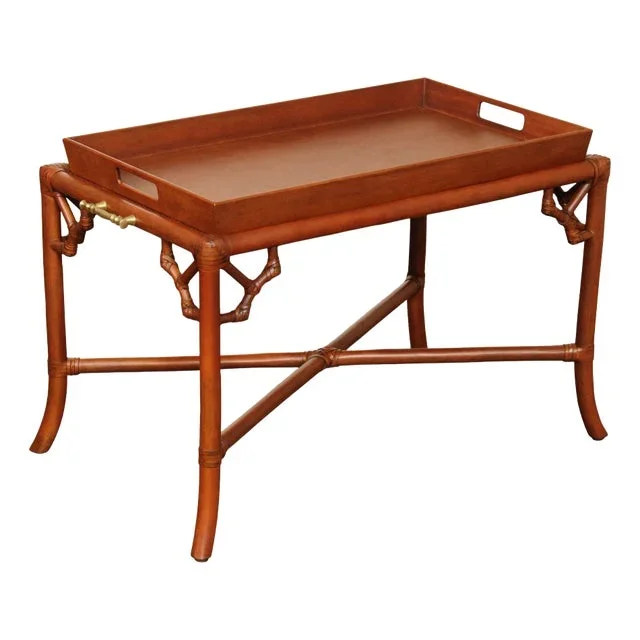 Hollywood Regency Rattan Tray Table