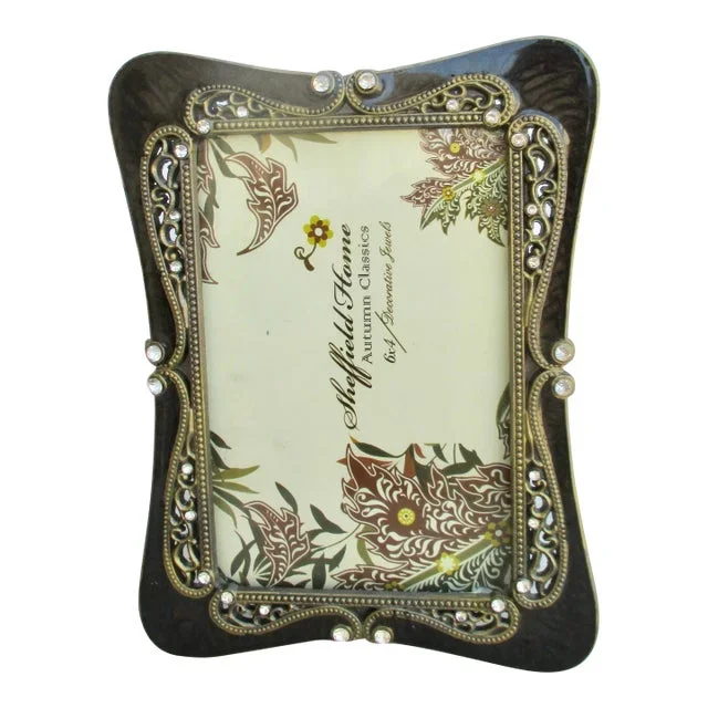 HollyWood Regency Rhinestone and Pearl Enamel Photo Frame