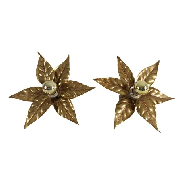 Hollywood Regency Wall or Ceiling Lamps by Willy Daro, Belgium, 1970s, Set of 2