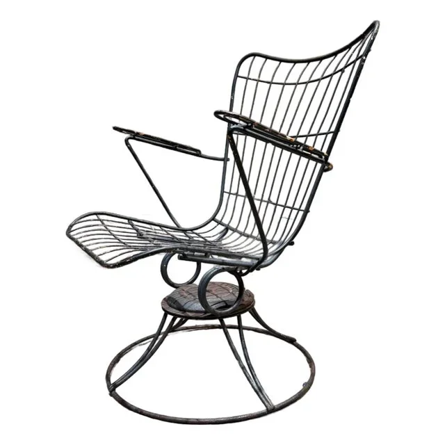 Homecrest Iron Patio Swivel Rocking Chair Black Mid-Century Modern