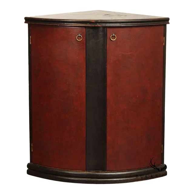 House of Mercier Art Deco Style Leather Wrapper Low Corner Cabinet