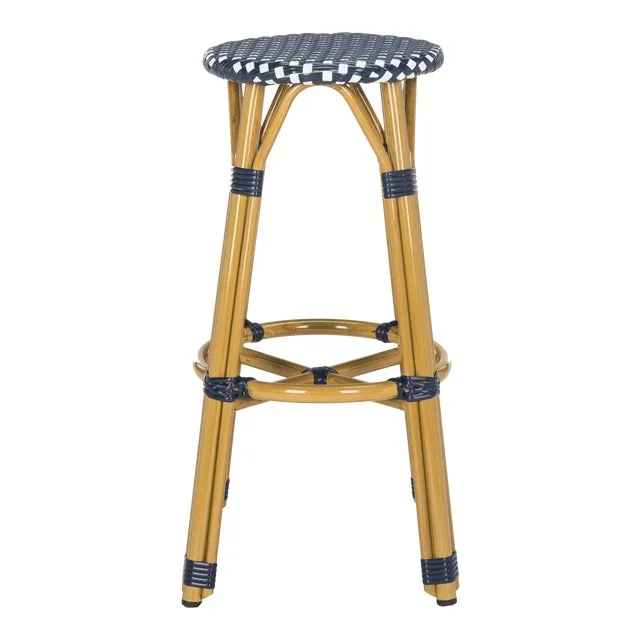 Indoor-Outdoor Barstool in Navy & White