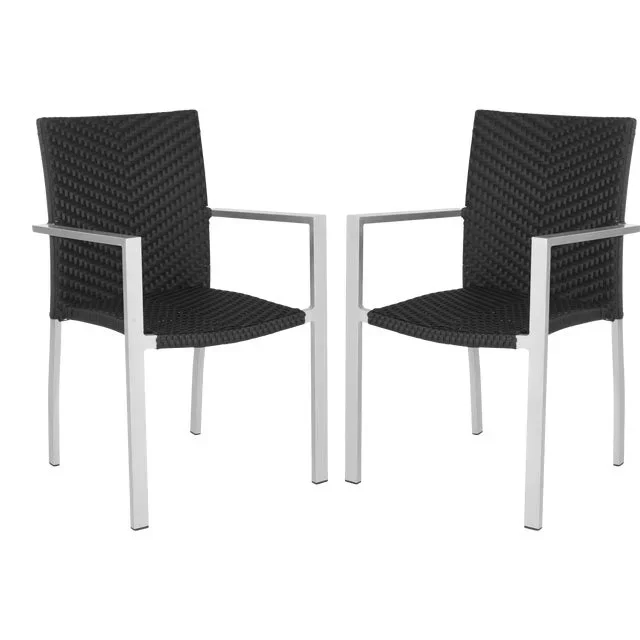 Indoor-Outdoor Stacking Armchair in Black – a Pair