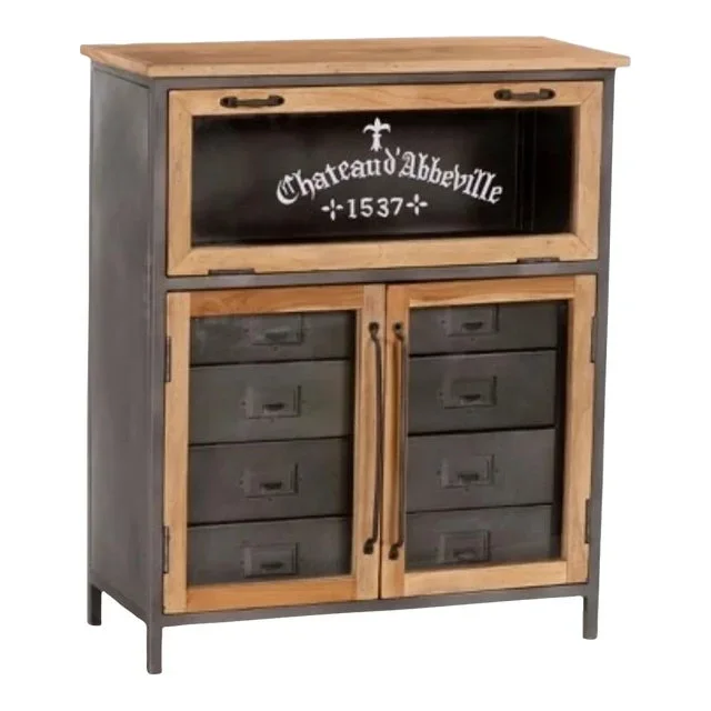Industrial Chic Glass Door Apothecary Cabinet