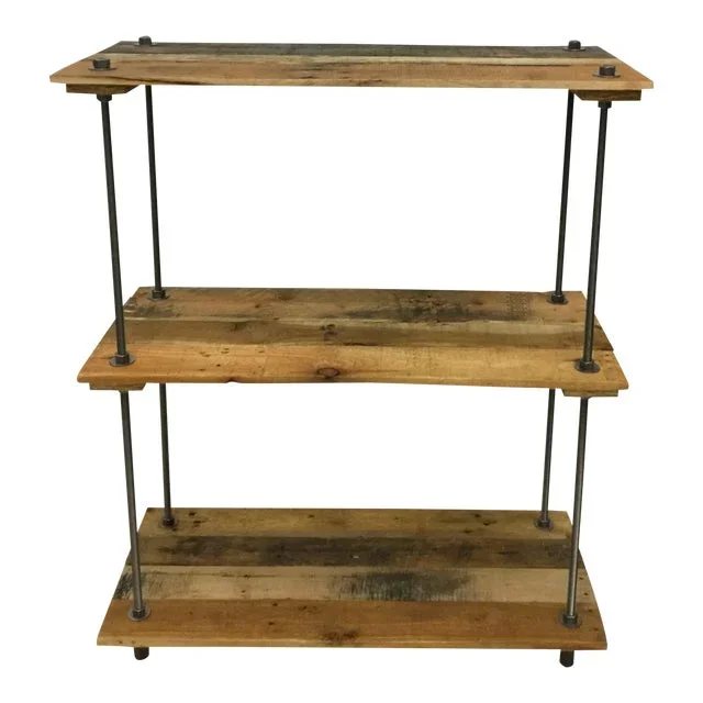 Industrial Style 3-Shelf Pallet Wood Adjustable Bookcase