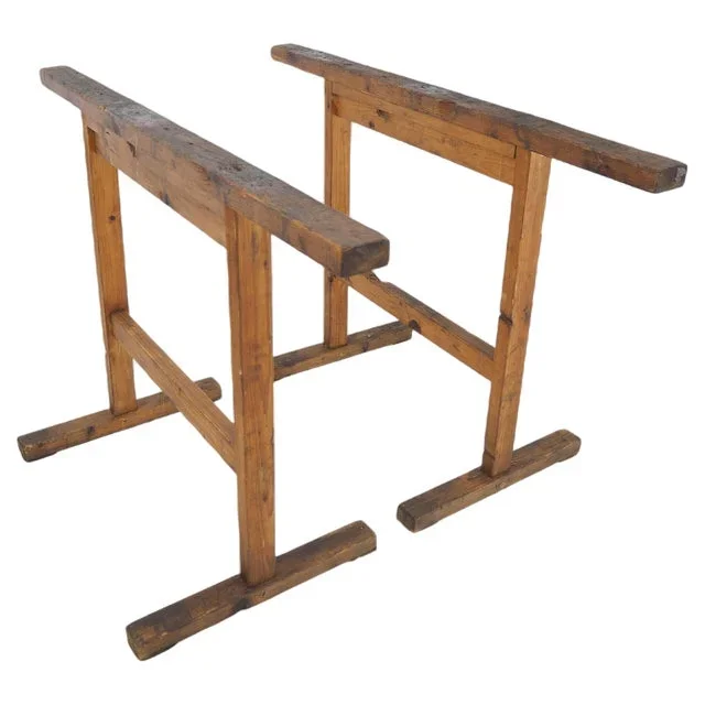 Industrial Trestle Table Bases, Early 20th Century, 1930s, Set of 2