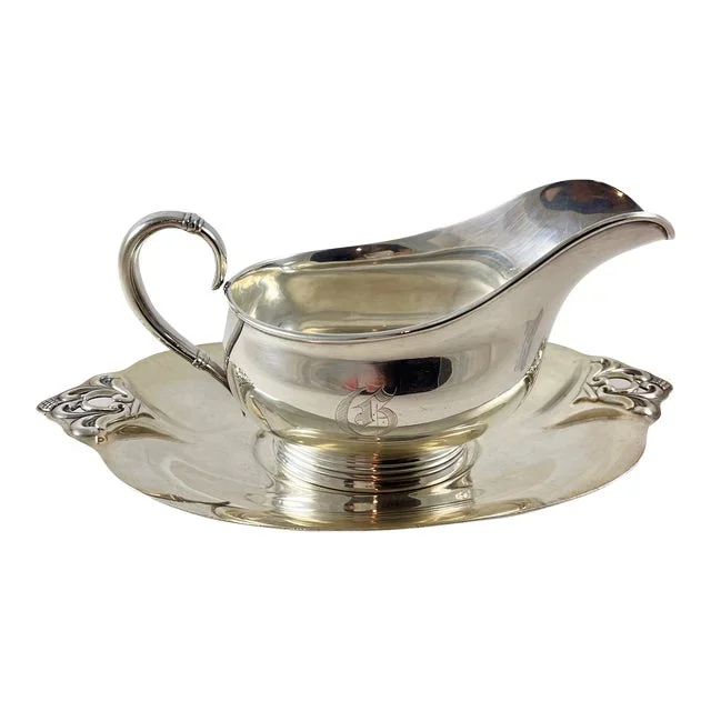 International Royal Danish Sterling Silver Sauce Boat on Stand