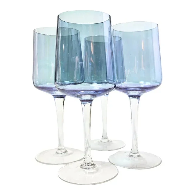 Iridescent Blue Goblets- Set of Four