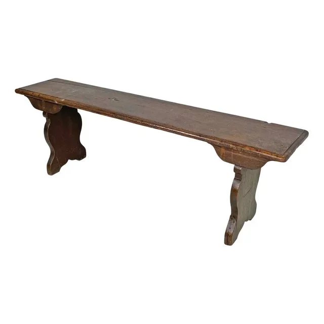 Italian Antique Rectangular Wooden Bench, 1890s
