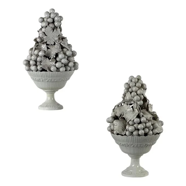 Italian Ceramic Fruit Topiary Sculptures attributed to Ceramica Nove, 1950s, Set of 2