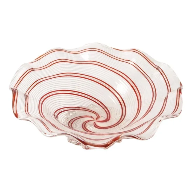 Italian Murano Glass Mezza Filigrana Bowl, 1950s