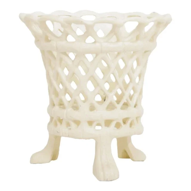 Ivory Lattice Footed Planter, Medium