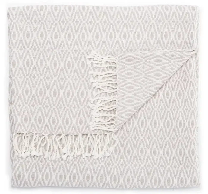 Jaipur Living Alithea Light Gray/ White Geometric Throw