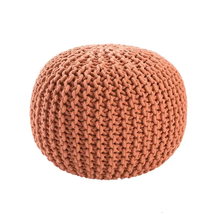 Jaipur Living Visby Orange Textured Round Pouf