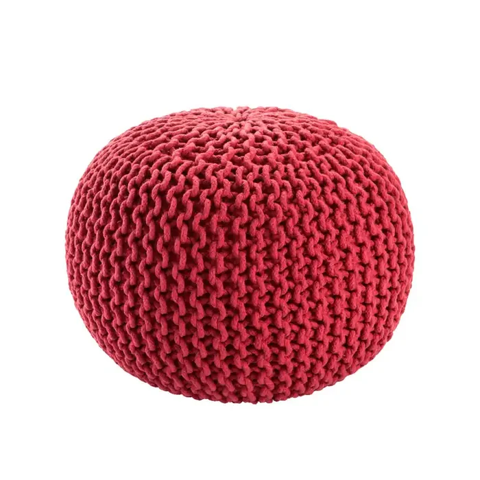 Jaipur Living Visby Red Textured Round Pouf