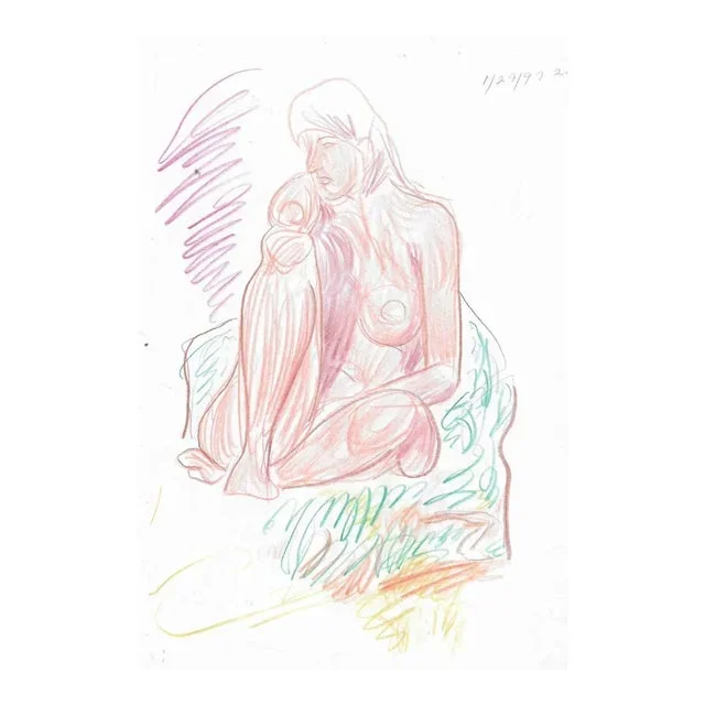 James Bone Seated Female Nude Drawing