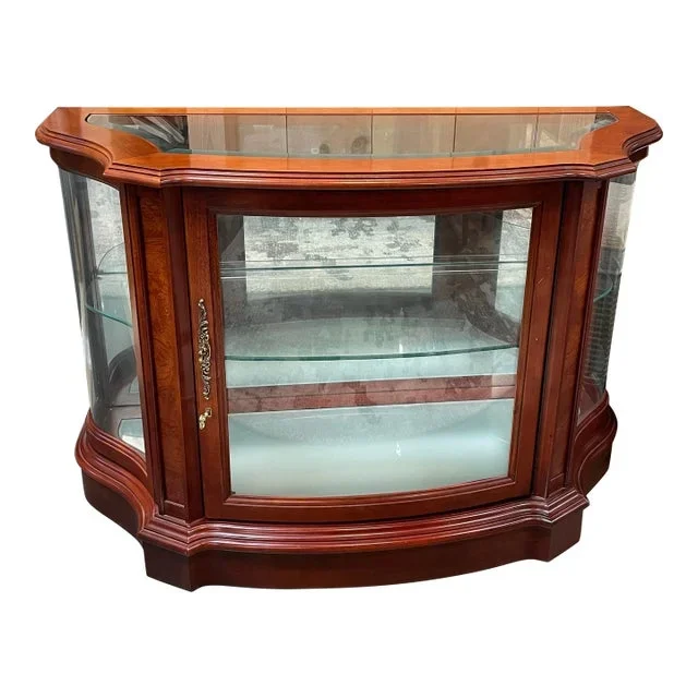 Jasper Cabinet Company Mahogany Glass Curio Cabinet With Brass Pull
