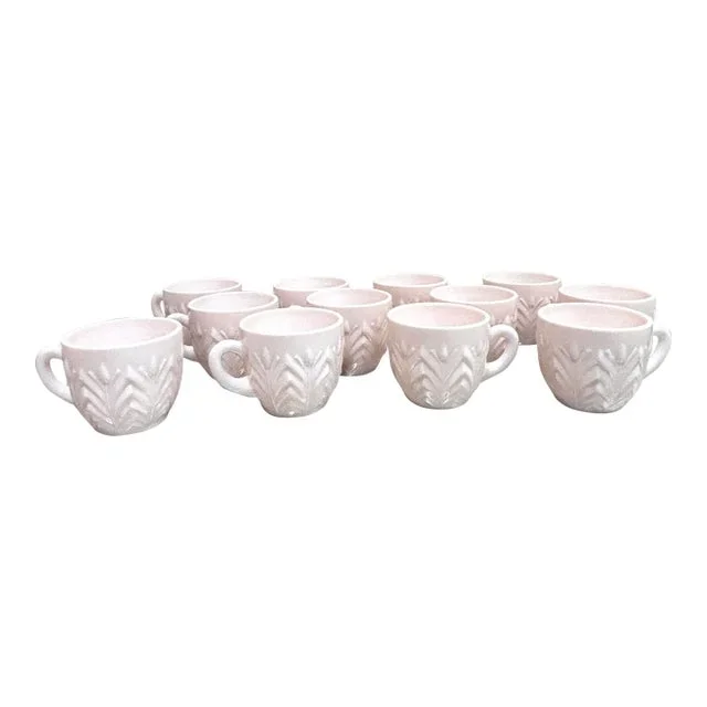 Jeannette Shell Pink Milk Glass Punch Cups Set Of