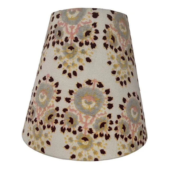 John Robshaw Custom Fabric Empire Style Lamp Shade in Lanka Oyster Fabric