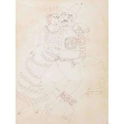 Jorge Barradas, Couple, Mixed Media on Paper