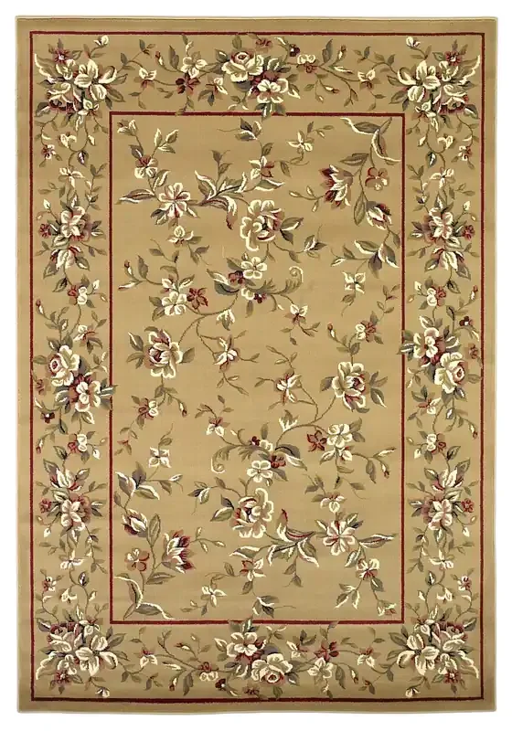 KAS Rugs Cambridge 7338 Beige Floral Delight Machine-made Area Rugs