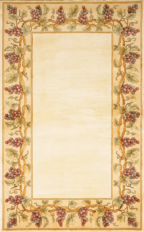 KAS Rugs Emerald 9058 Ivory Grapes Border Hand-tufted Area Rugs