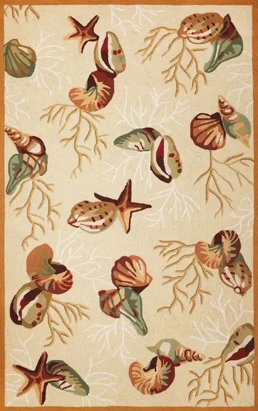 KAS Rugs Sonesta 2025 Beige Coral Reef Hand-hooked Area Rugs